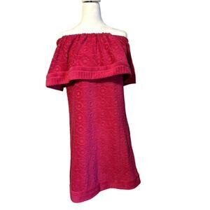Trina Turk "Out of Office" off the shoulder Pink Dress, cover up size med. HTF